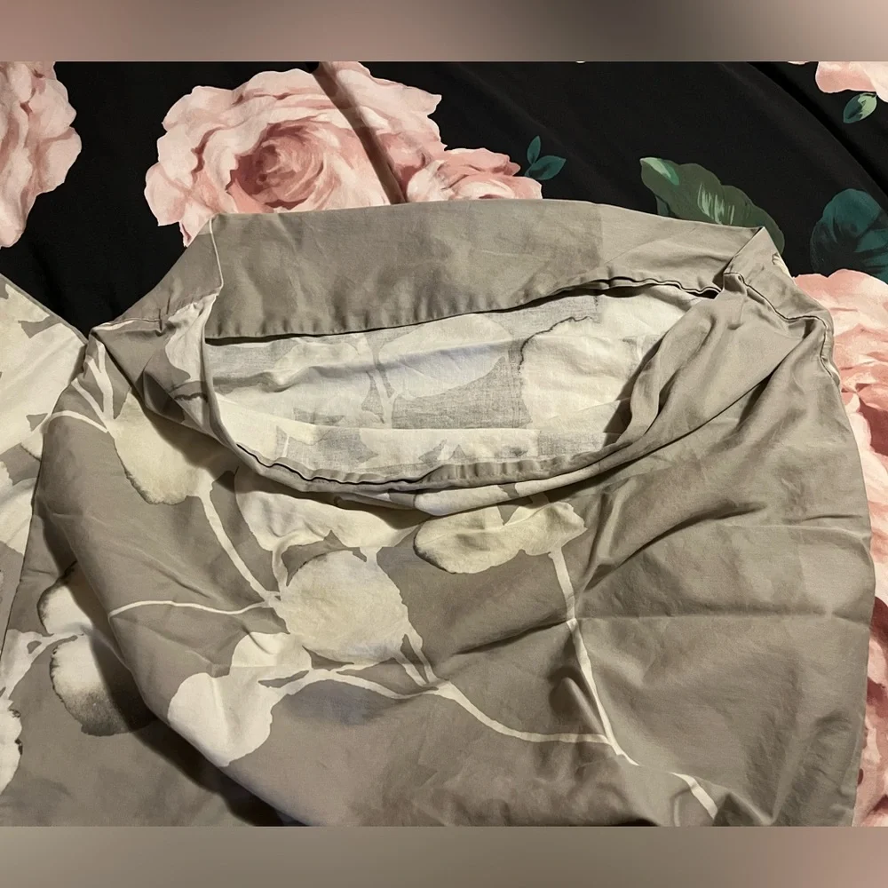 West Elm~ Gorgeous Cream Gray Floral Pillowcases~Cotton~Square 26x26